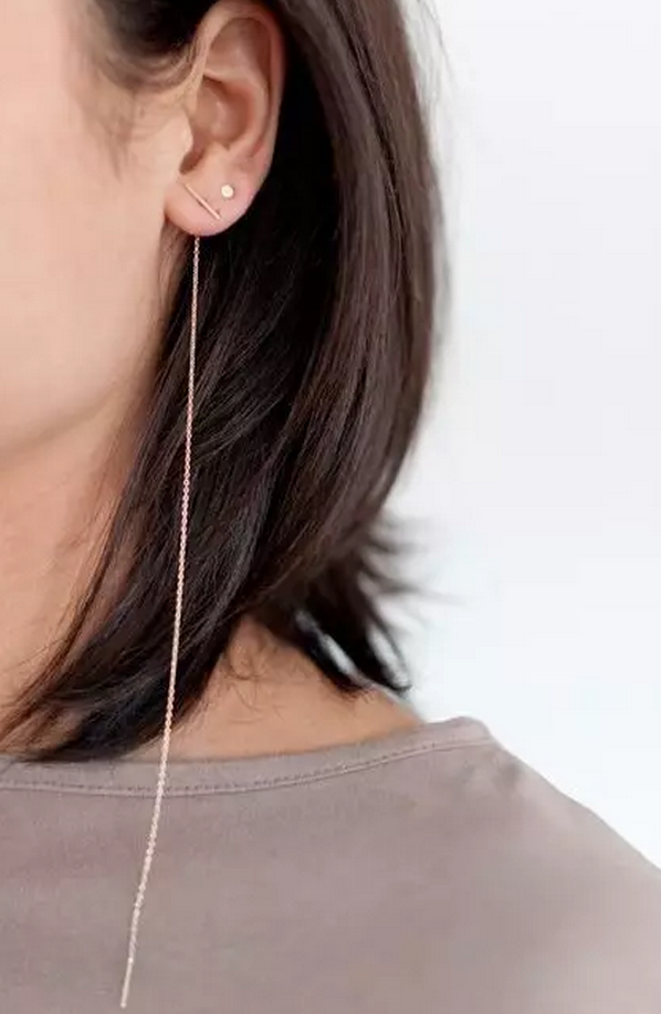 18K Rose Gold Unilateral Long Ear Line