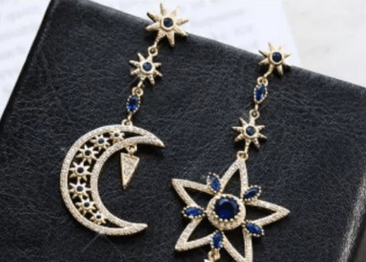 Moon and Star ear studs